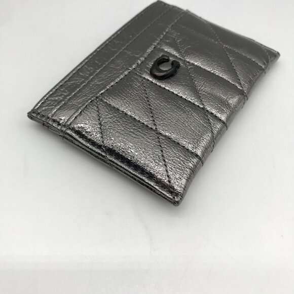 Coach Gun Metal Quilted Pillow Leather Essential  Card Case - Picture 6 of 10